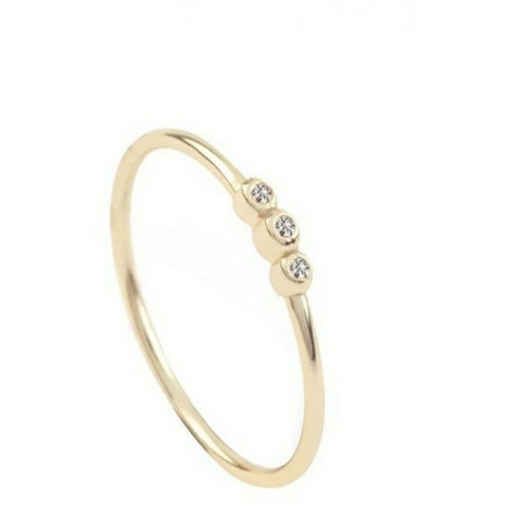 NEW Minimalist Dainty Gold Toned Moon CZ Ring Set - Picture 3 of 8